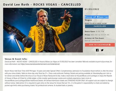 Malas noticias para David Lee Roth: el coronavirus obliga a cancelar toda su gira de despedida en Las Vegas