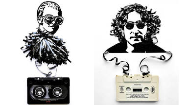 ¡Alucina con estos retratos de lo más originales: hechos con cintas de casete! De John Lennon a Elton John